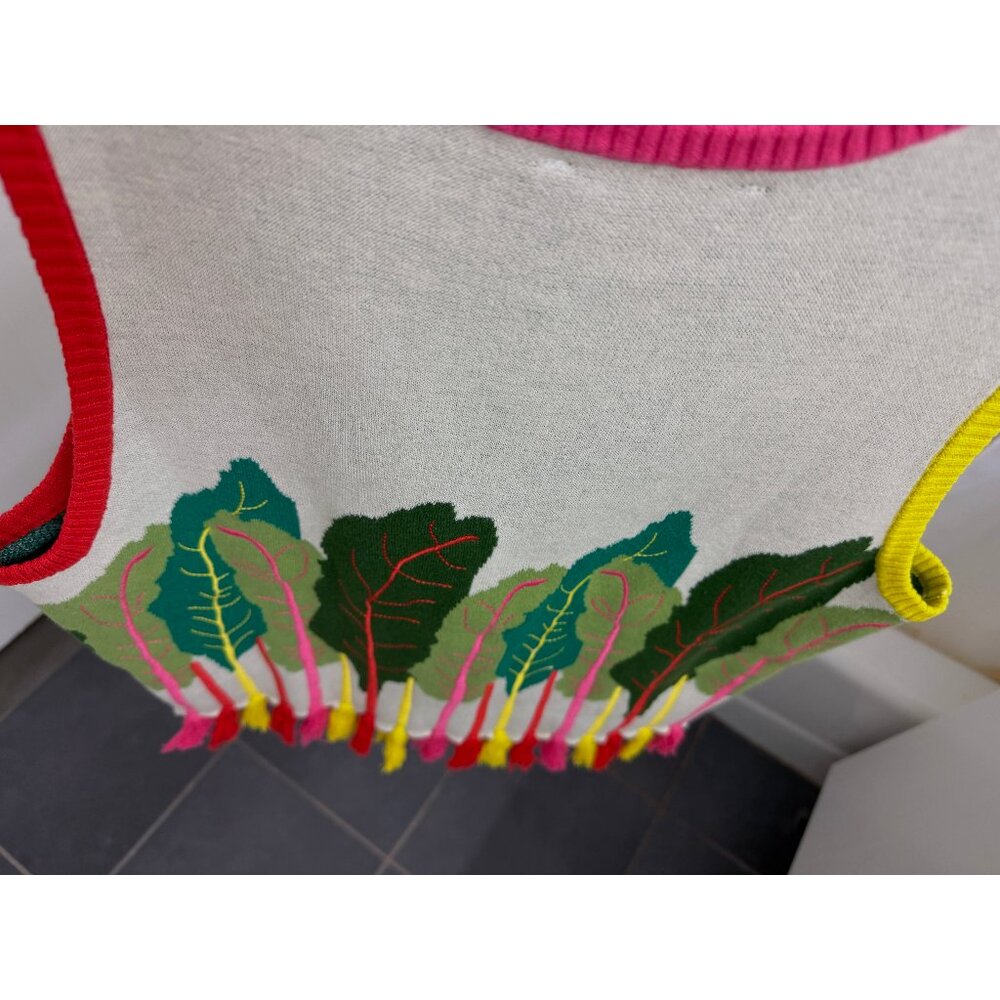 Rachel Antonoff Rainbow Chard Shell Sweater Tank Vest Cropped Lettuce Leaf L - Picture 10 of 12